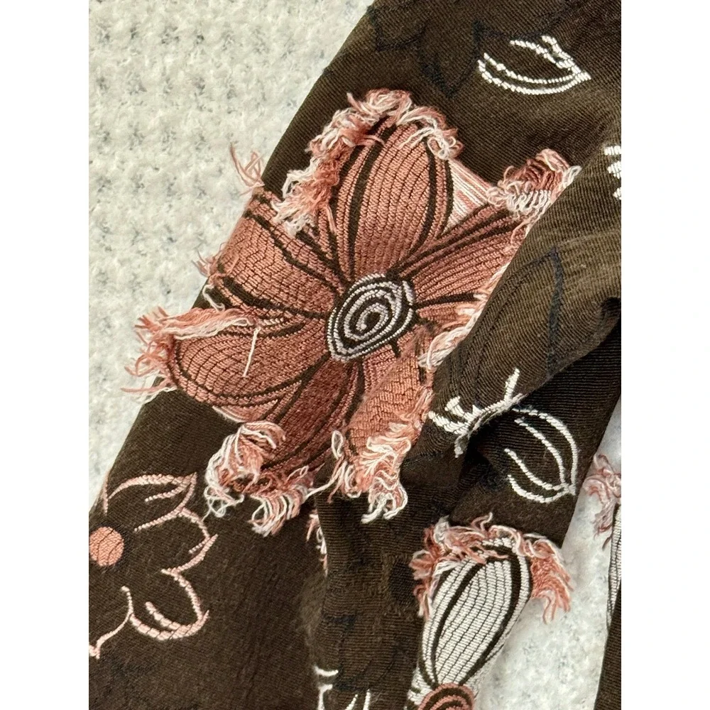 Joni B. Women's Brown Floral Embroidered Fringed Jacket Size S‎